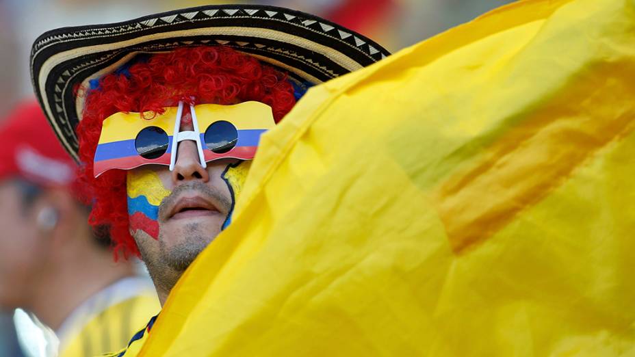 Torcedor da Colômbia na partida contra a Grécia, em Belo Horizonte