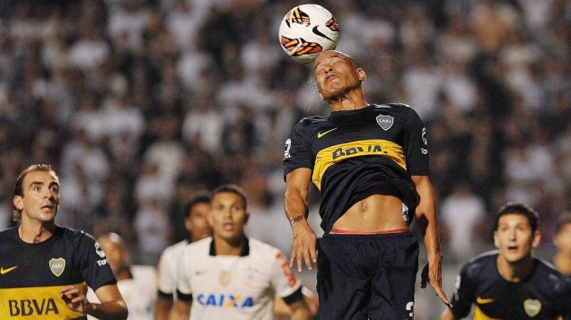 Dividida durante jogo entre Corinthians e Boca Juniors, pela copa Libertadores, no estádio Pacaembu em São Paulo