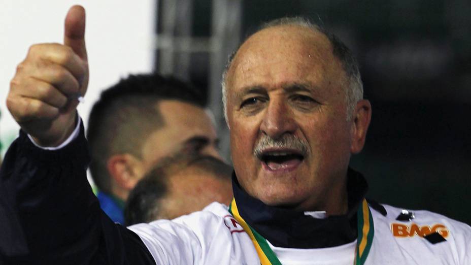 Felipão comemora a conquista da Copa do Brasil de 2012, pelo Palmeiras