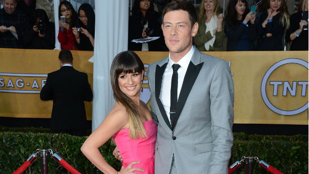 Cory Monteith e Lea Michele na premiação do Sindicato dos Atores, em janeiro de 2013