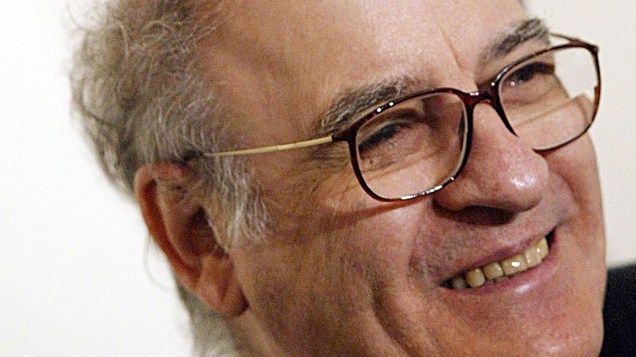 O criador de Mafalda, Quino, durante coletiva de imprensa ao completar 50 anos de carreira