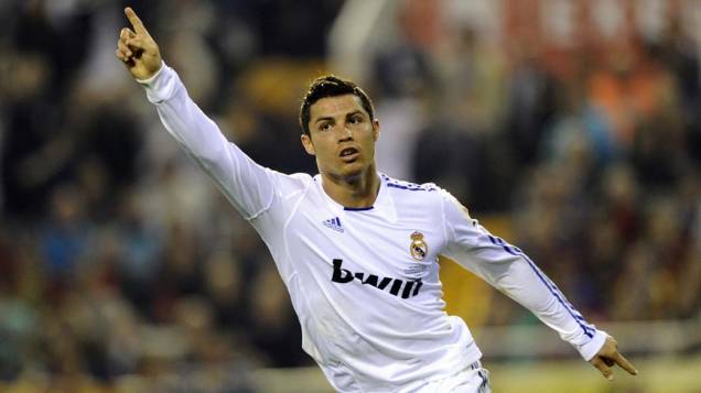Cristiano Ronaldo comemora gol na partida entre Real Madrid e Barcelona pela Copa do Rei, Valência