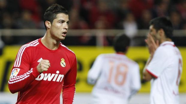 Cristiano Ronaldo, do Real Madrid, durante o duelo contra o Sevilha
