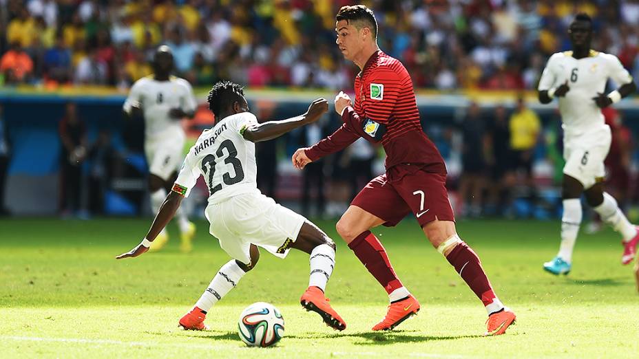 O português Cristiano Ronaldo durante o jogo contra Gana no Mané Garrincha, em Brasília