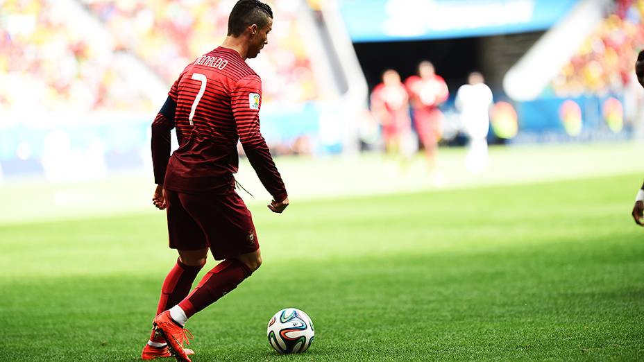 O português Cristiano Ronaldo durante o jogo contra Gana no Mané Garrincha, em Brasília