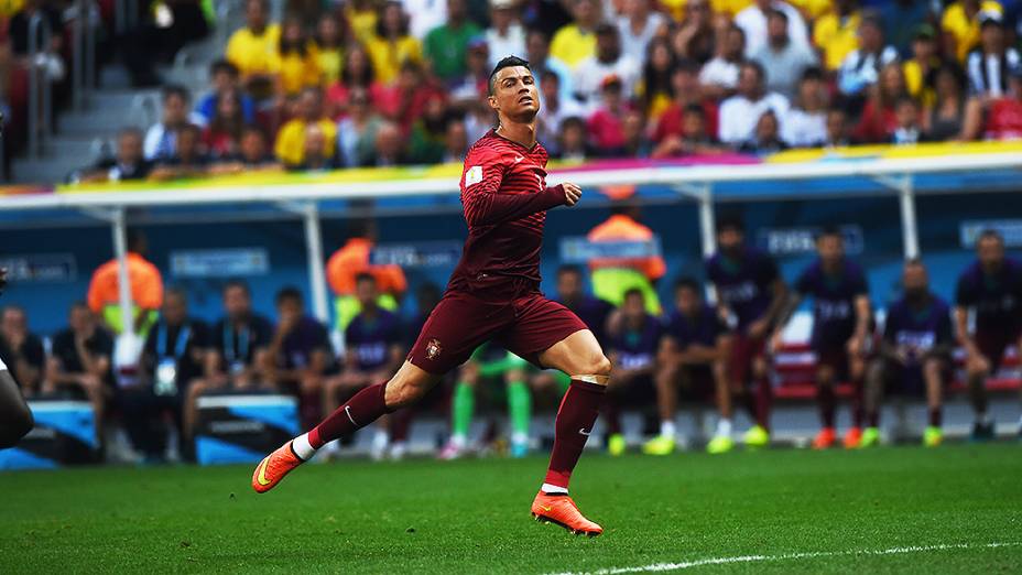 O português Cristiano Ronaldo durante o jogo contra Gana no Mané Garrincha, em Brasília