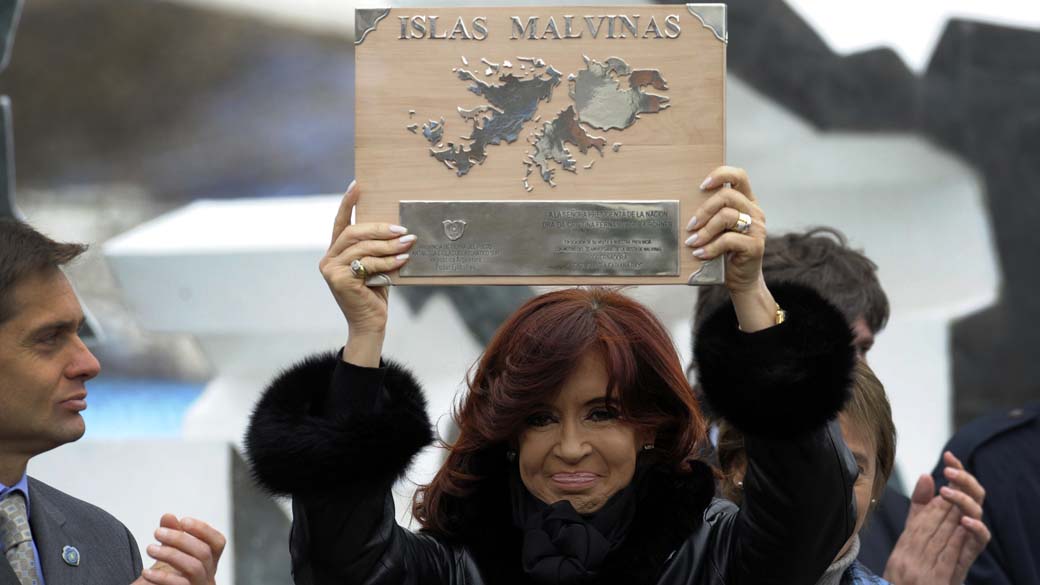 A presidente argentina, Cristina Fernandez de Kirchner durante cerimônia do 30º aniversário de 1982 do Atlântico Sul, guerra entre a Argentina e a Grã-Bretanha sobre as Ilhas Malvinas