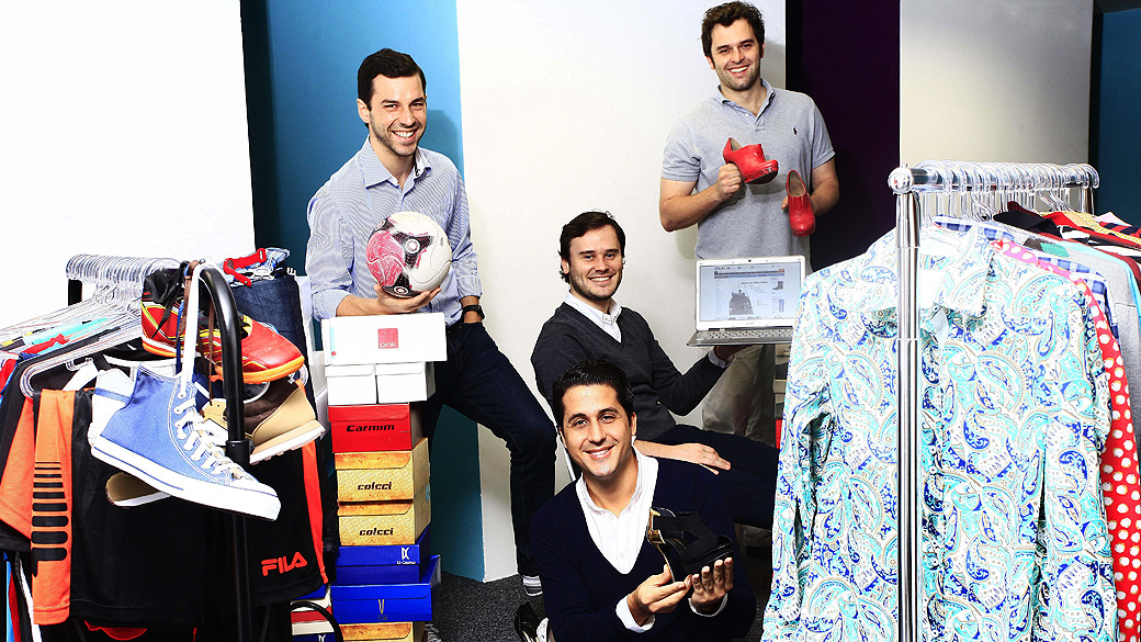 Thibaud Lecuyer (esquerda), Malte Huffmann, Philipp Povel e Malte Horeyseck, sócios da Dafiti, loja de vendas on-line de roupas e acessórios