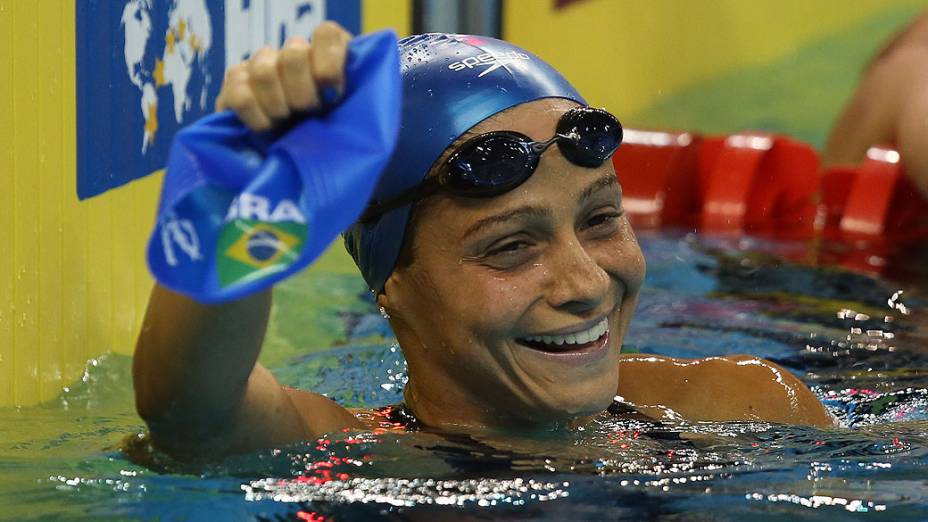 Daiene Dias durante o Campeonato Mundial FINA em Piscina Curta no Hamad Aquatic Centre. 06 de dezembro de 2014, Doha, Catar.