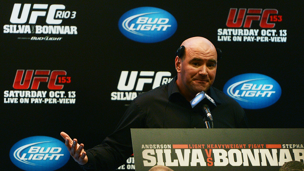 Presidente do UFC Dana White durante coletiva na HSBC Arena, na Barra da Tijuca