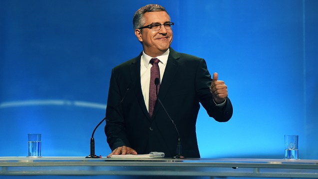O candidato do PT ao governo paulista, Alexandre Padilha, durante o debate entre os candidatos ao governo de São Paulo, promovido pela Rede Record