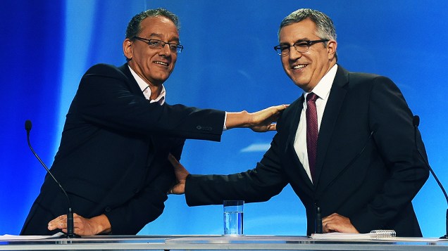 O candidato Gilberto Maringoni durante o debate entre os candidatos ao governo de São Paulo, promovido pela Rede Record