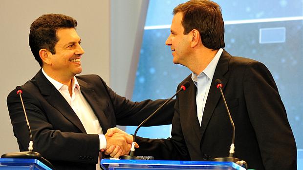 Debate no Rio: Paes e Otávio Leite no primeiro encontro entre candidatos na TV