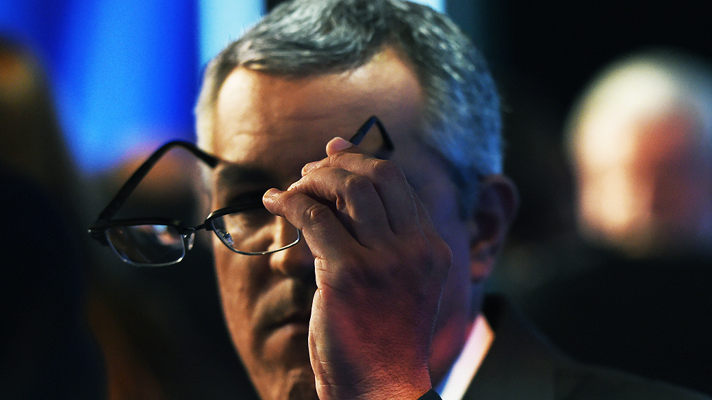 O candidato ao governo de São Paulo pelo PT, Padilha​, durante o debate promovido pela Rede Record
