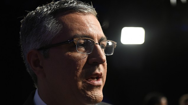 Candidato do PT ao governo de São Paulo, Alexandre Padilha, durante debate, em 25/08/2014
