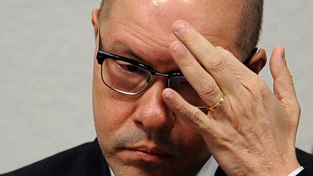 Demóstenes Torres (sem partido, ex-DEM-GO) depõe na manhã desta terça-feira, no Conselho de Ética do Senado, em Brasília, onde responde a processo por quebra de decoro parlamentar