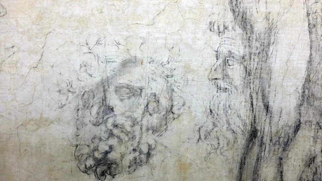 Desenho feito em carvão por Michelangelo em uma sala secreta da Basílica de São Lorenzo de Florença, na Itália