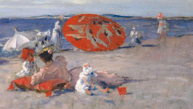Detalhe da capa do livro ‘American Impressionism and Realism: The Painting of Modern Life’. Batizada de 'At the Seaside’, a pintura feita por William Merritt Chase, em 1892