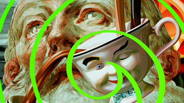 Detalhe da tela "Saint Benedict" de Jeff Koons, que veio para a mostra "Em Nome dos Artistas"