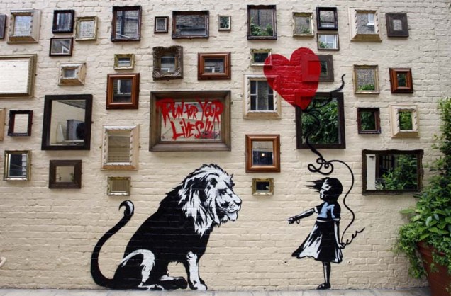 Mural de Banksy em um pub de Londres