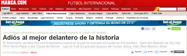 "O maior atacante da história", estampa o diário espanhol Marca