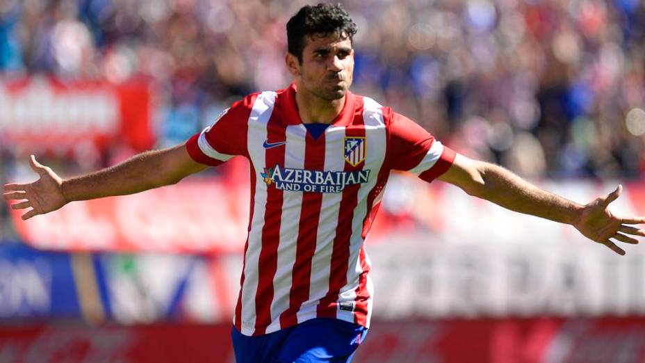 Diego Costa comemora gol pelo Atlético contra o Celta