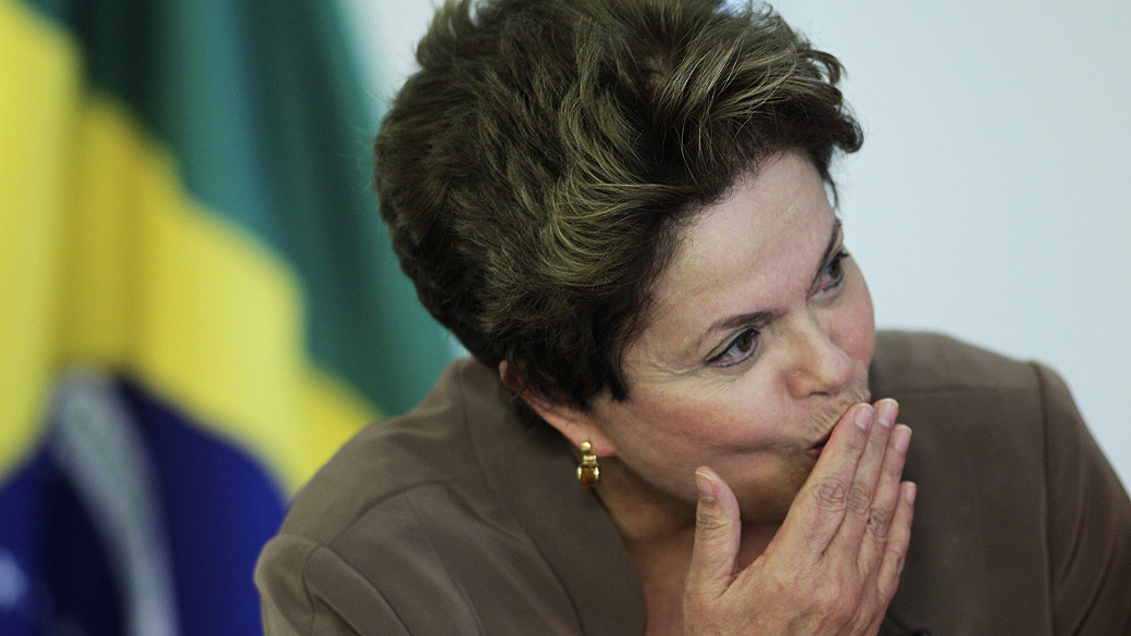 A Presidente Dilma Rousseff durante sanção do Projeto de Cotas Sociais