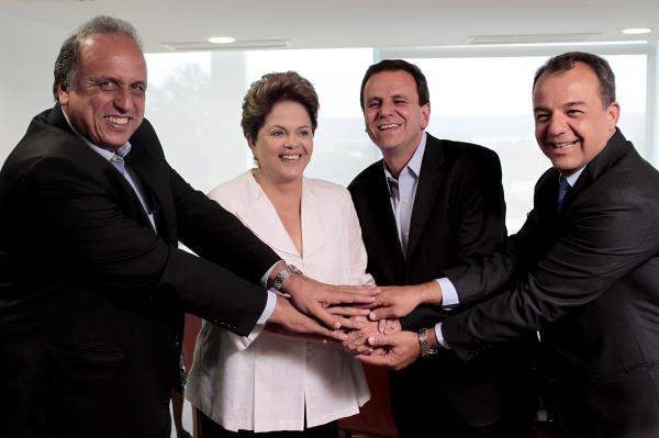 Dilma Rousseff, Luiz Fernando Pezão, Eduardo Paes e Sérgio Cabral: tempos de união que não voltam mais
