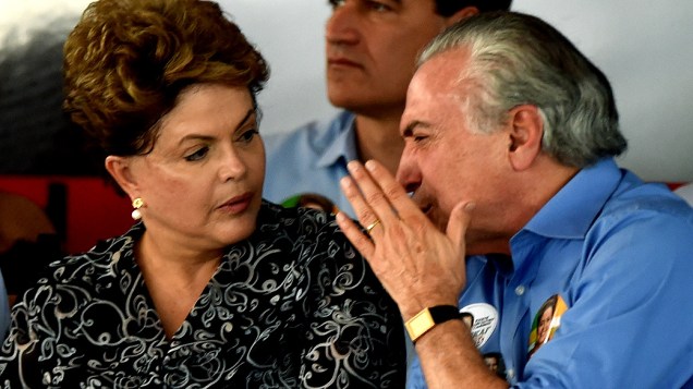 Dilma Rousseff e o vice, Michel Temer, anfitrião do evento na cidade de Jales, no interior paulista