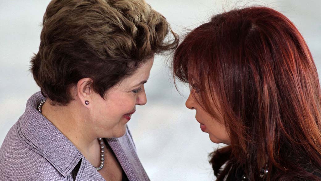 Cristina Kirchner e Dilma Rousseff no Palácio do Planalto em Brasília