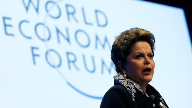 A presidente Dilma Rousseff discursa, nesta sexta-feira (24/1), da 44ª edição anual do Fórum Econômico Mundial, em Davos, nos Alpes Suíços A presidente Dilma Rousseff discursa, nesta sexta-feira (24/1), da 44ª edição anual do Fórum Econômico Mundial, em Davos, nos Alpes Suíços