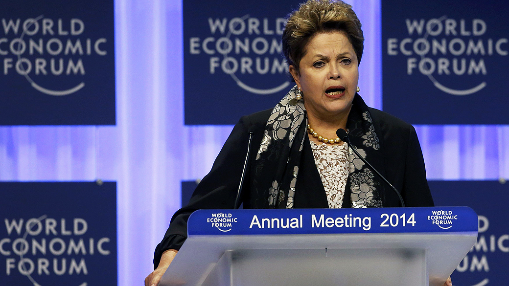 A presidente Dilma Rousseff discursa, nesta sexta-feira (24/1), da 44ª edição anual do Fórum Econômico Mundial, em Davos, nos Alpes Suíços