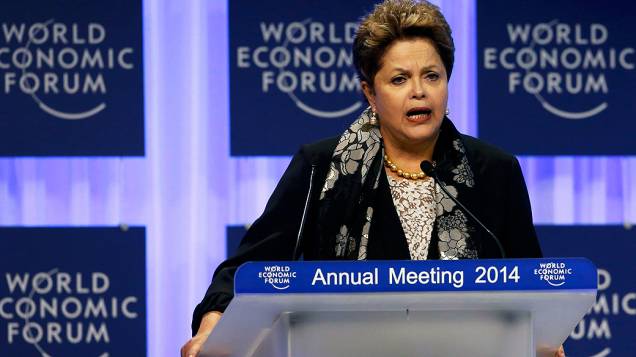 A presidente Dilma Rousseff discursa, nesta sexta-feira (24/1), da 44ª edição anual do Fórum Econômico Mundial, em Davos, nos Alpes Suíços