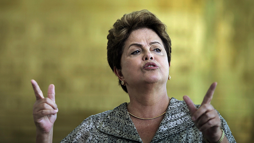 A presidente Dilma Rousseff durante coletiva no Palácio do Planalto