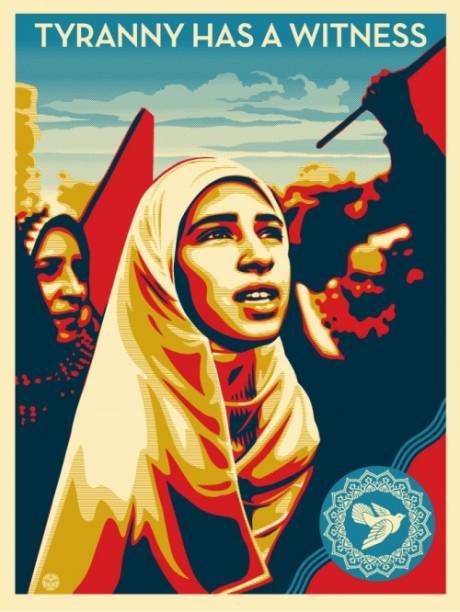 Baseada na fotografia tirada por Yuri Kozyrev, aqui, Shepard Fairey faz um apelo pelos direitos humanos