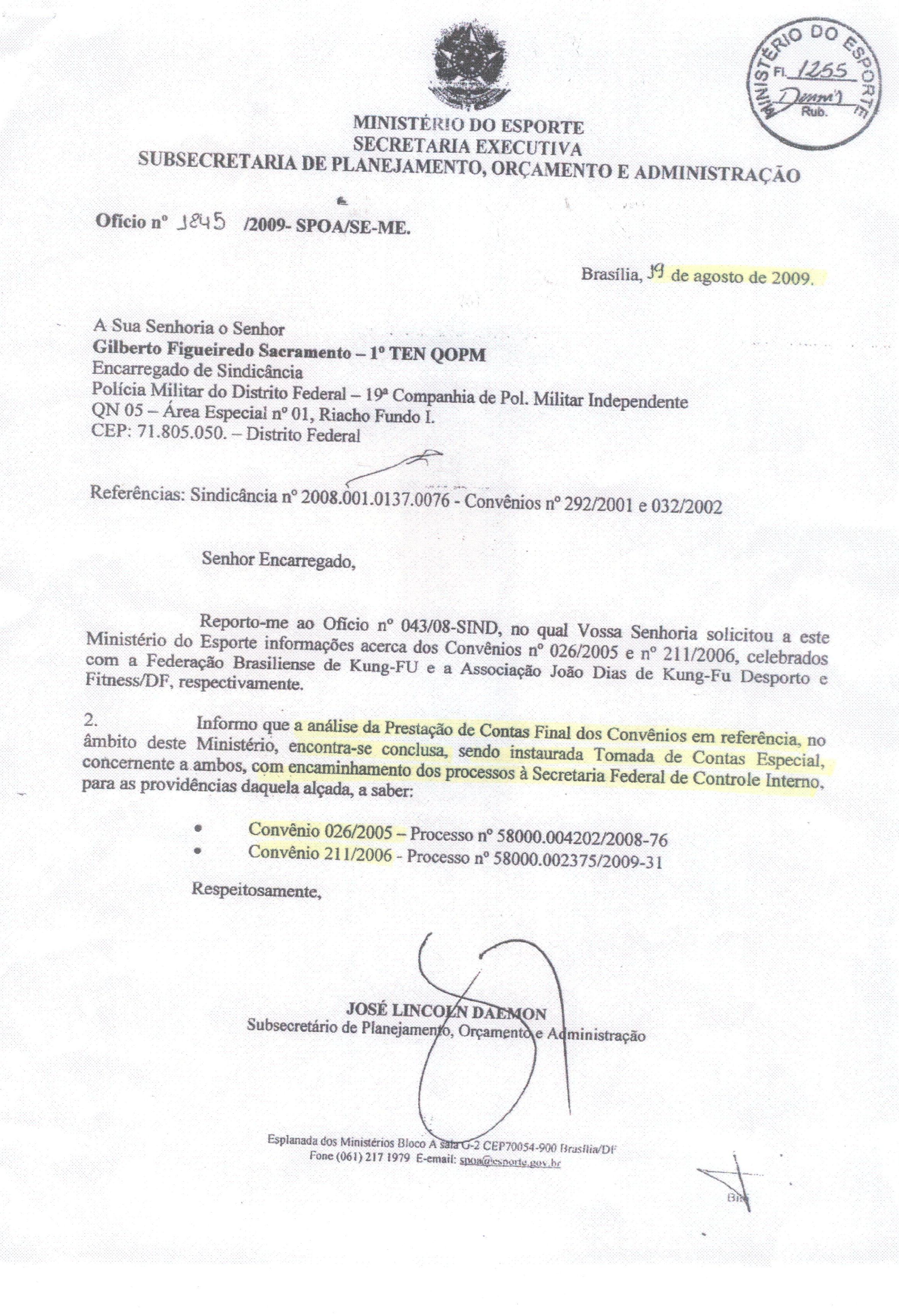 Ofício encaminhado pelo ministério à Polícia Militar: sem detalhes sobre irregularidades
