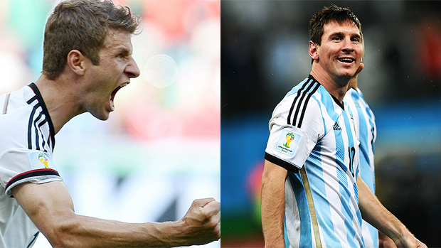 Müller e Messi: no duelo deste domingo, brigam pela artilharia da Copa