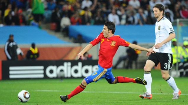 David Villa durante a partida Alemanha e Espanha pela Semifinal da Copa da África do Sul