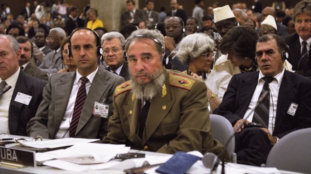 Fidel Castro durante a ECO-92 no Rio de Janeiro em 1992