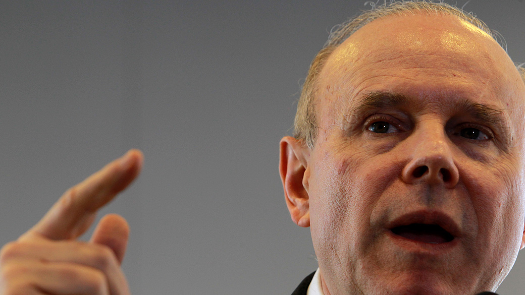 O ministro da Fazenda Guido Mantega durante coletiva, em São Paulo anunciando o crescimento do PIB