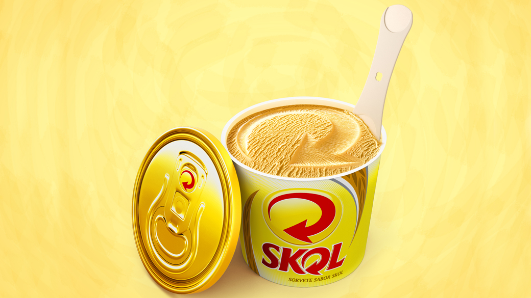 Preço sugerido do pote de 150 ml do sorvete de cerveja Skol é R$ 5