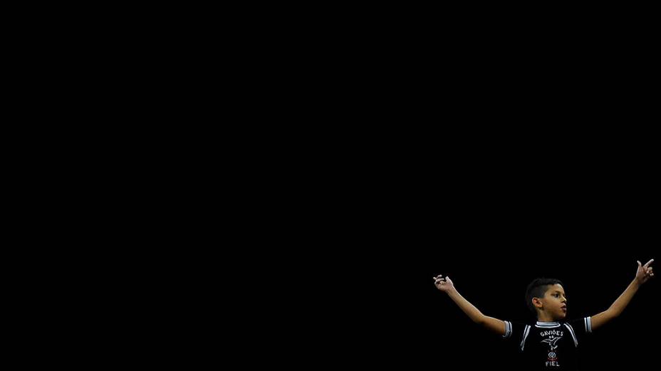 Torcedor do Corinthians durante a partida contra o Once Caldas, válida pela Copa Libertadores da América 2015 no Estádio Arena Corinthians em São Paulo (SP), nesta quarta-feira (04)