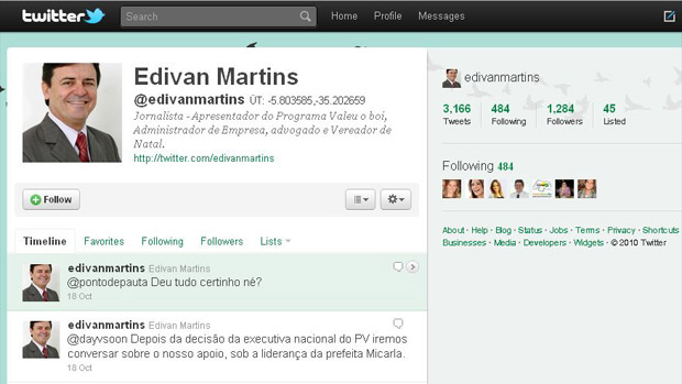 Mesmo longe das câmeras, Martins ainda se identifica no Twitter como apresentador do programa 'Valeu o Boi'