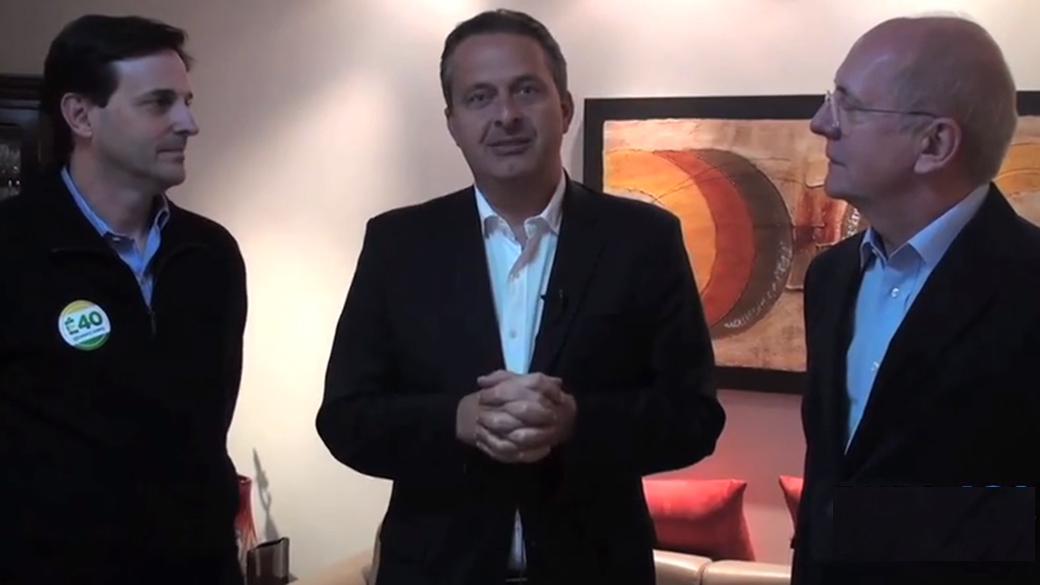Paulo Bauer, Eduardo Campos e Paulo Bornhausen em vídeo de campanha em Santa Catarina