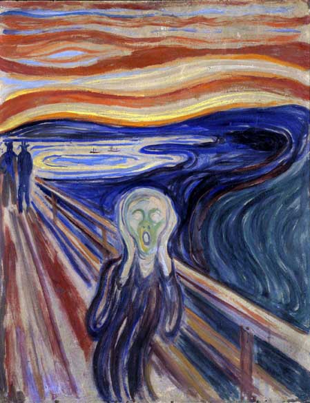 Reprodução da obra "O Grito", de 1893, de Edvard Munch. A obra foi roubada em agosto de 2004 no Munch Museum em Oslo, Noruega