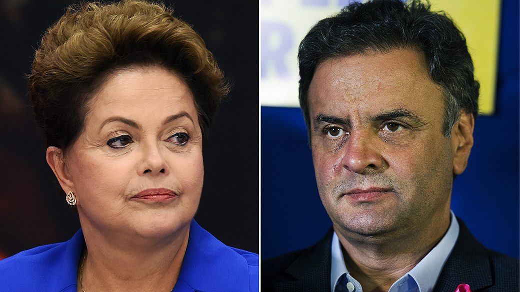 A Presidente do Brasil e candidata à reeleição pelo PT, Dilma Rousseff e o candidato à Presidência da República pelo PSDB, Aécio Neves