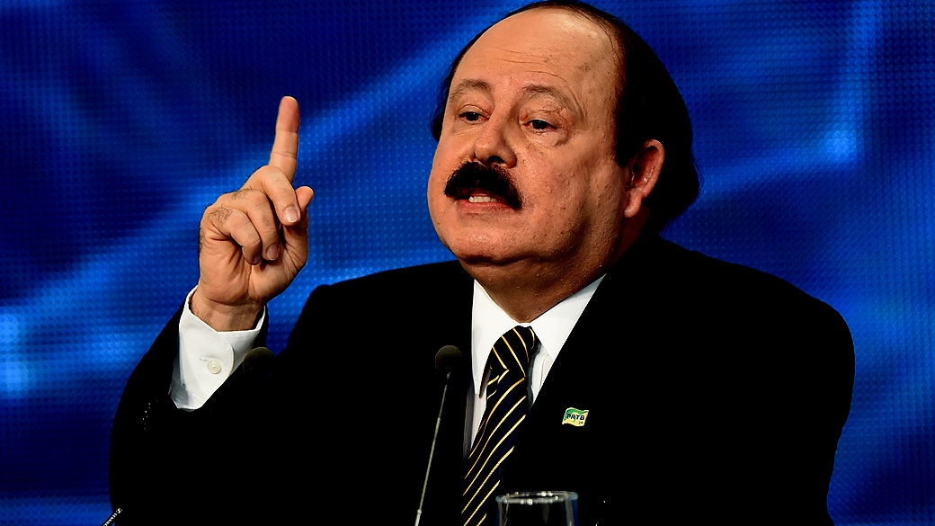 O candidato à Presidência da República, Levy Fidelix, durante debate promovido pela Rede Bandeirantes, em 26/08/2014
