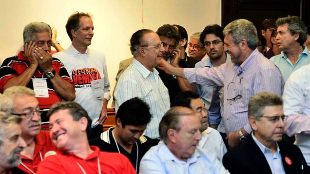 Paulo Maluf durante coletiva de Fernando Haddad (PT) eleito novo prefeito de São Paulo