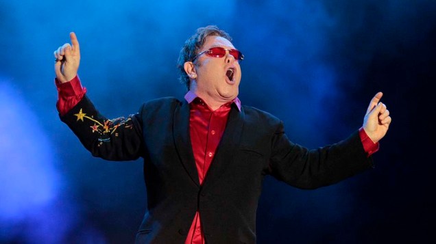 Elton John durante show no palco Mundo, no primeiro dia do Rock in Rio, em 23/09/2011