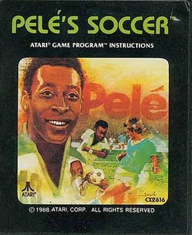 Em 1988, Pelé estampou a capa de um jogo do videogame Atari Em 1988, Pelé estampou a capa de um jogo do videogame Atari